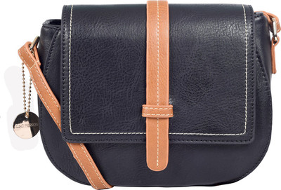 Lino Perros Women Casual Black Leatherette Sling Bag
