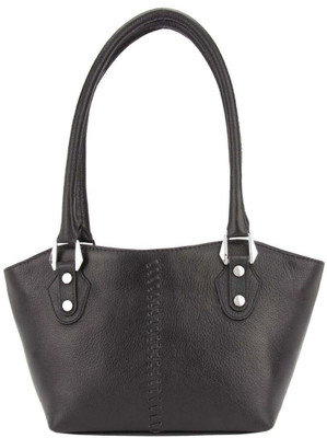 Bulls Hide Women Casual Black Genuine Leather Hand-held Bag