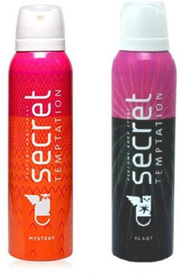 Secret Temptation Mystery And Blast Combo Pack 2 Deodorant Spray - For Women(300 ml, Pack of 2)
Secret Temptation Mystery And Blast Combo Pack 2 Deodorant Spray - For Women(300 ml, Pack of 2)