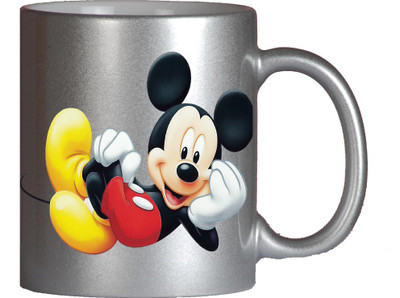 Maison N Mode Mickey Lying Silver Coffee Ceramic Mug(330 ml)