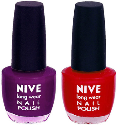 Nive Colour Blast Nail Polish2003201629 Purple, Red(Pack of 2)