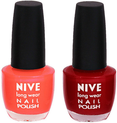 Nive Colour Blast Nail Polish 13102385 Orange,Red(Pack of 2)