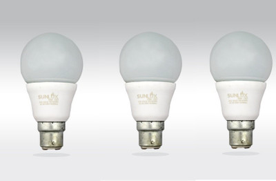 SUNLUX 5 W Round B22 LED Bulb(White, Pack of 3)