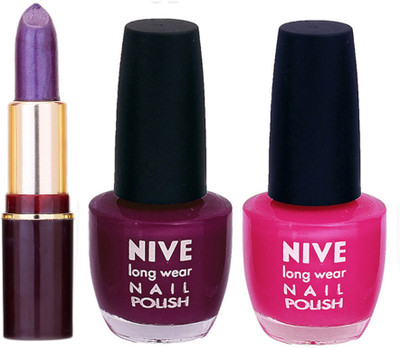 Lady Fashion NIVE NAIL POLISH + LIPSTICK COMBO(Set of 3)