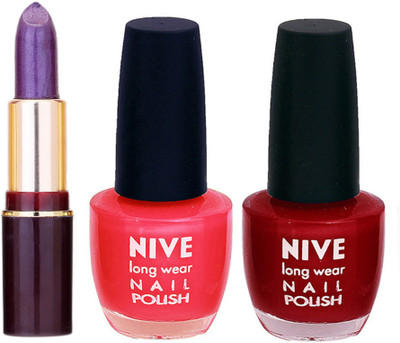 Lady Fashion NIVE NAIL POLISH + LIPSTICK COMBO(Set of 3)