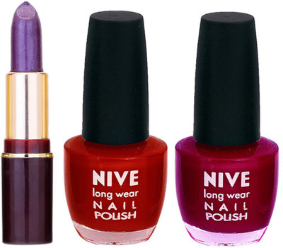 Lady Fashion NIVE NAIL POLISH + LIPSTICK COMBO(Set of 3)