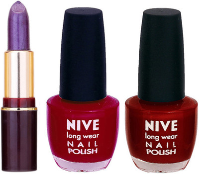 Lady Fashion NIVE NAIL POLISH + LIPSTICK COMBO(Set of 3)