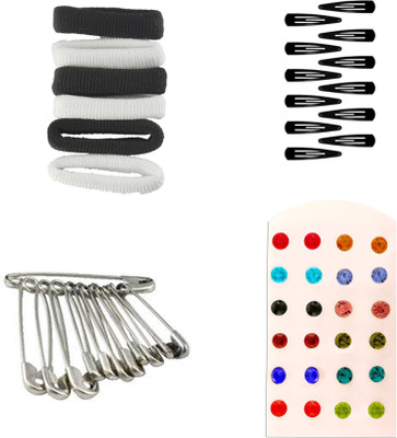 AccessHer Daily Essentials Hair accessories Combo for Women: Rubber Band, Safety pins, Tiktak pins, Studs Rubber Band(Multicolor)
AccessHer Daily Essentials Hair accessories Combo for Women: Rubber Band, Safety pins, Tiktak pins, Studs Rubber Band(Multicolor)