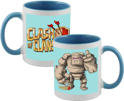 Thirsty Guys Clash of Clans Inner Blue Ceramic Mug(325 ml), Multicolor