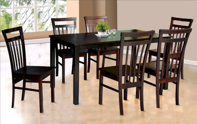 FurnCulture Calabria Solid Wood 6 Seater Dining Set(Finish Color - Brown)