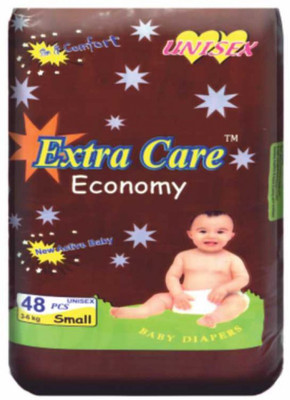 ExtraCare Economy Cotton Velcro Baby Diapers - S(48 Pieces)