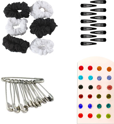 AccessHer Daily Essentials Hair accessories Combo for Women: Rubber Band, Safety pins, Tiktak pins, Studs Rubber Band(Multicolor)
AccessHer Daily Essentials Hair accessories Combo for Women: Rubber Band, Safety pins, Tiktak pins, Studs Rubber Band(Multicolor)