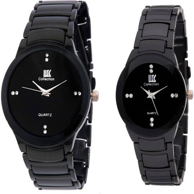 ROKCY ROKCY Pair R-shape Watch Full Black Pair Watch Analog Watch - For Couple Watch - For Boys & Girls