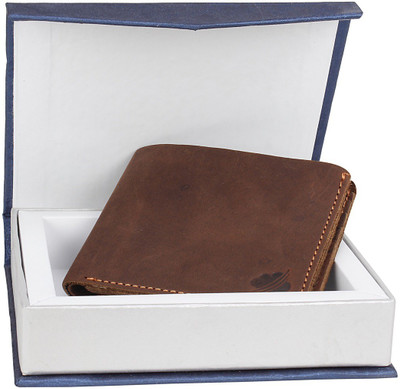 Drizzle Men Brown Genuine Leather Wallet(8 Card Slots)