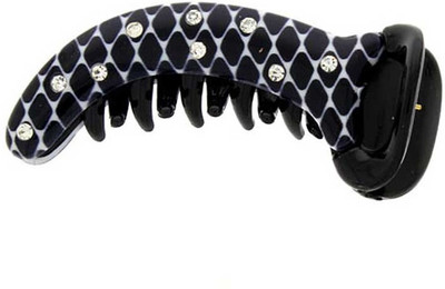 Anuradha Art Jewellery BN-385 Banana Clip(White, Black)