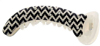 Anuradha Art Jewellery BN-355 Banana Clip(White, Black)