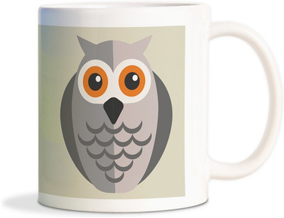 Red Flower Wise Owl Coffee Ceramic Mug(350 ml), White