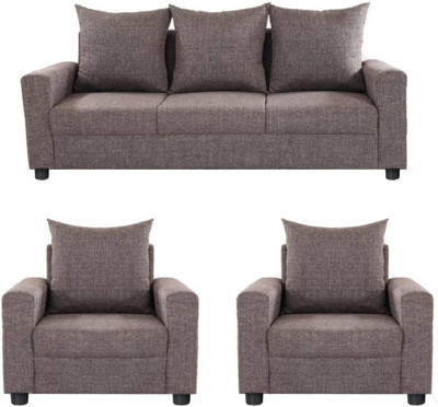GIOTEAK Fabric 3 + 1 + 1 Brown Sofa Set