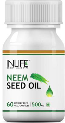 Inlife Neem Seed Oil Supplement, 500 mg (60 Vegetarian Capsules)(60 No)