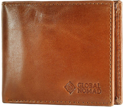 Global Nomad Men Tan Genuine Leather Wallet(3 Card Slots)