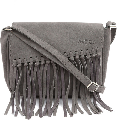 Pepgirls Girls Casual Grey Leatherette Sling Bag