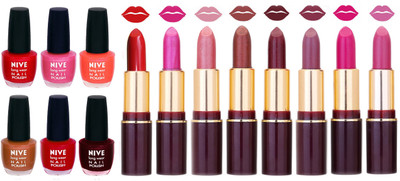 Nive NIVE 6 Vibrant Color NAIL POLISH + 8 Rich Color QUNEX LIPSTICK COMBO(Set of 14)
Nive NIVE 6 Vibrant Color NAIL POLISH + 8 Rich Color QUNEX LIPSTICK COMBO(Set of 14)
