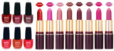 Nive NIVE 6 Vibrant Color NAIL POLISH + 8 Rich Color QUNEX LIPSTICK COMBO(Set of 14)
Nive NIVE 6 Vibrant Color NAIL POLISH + 8 Rich Color QUNEX LIPSTICK COMBO(Set of 14)