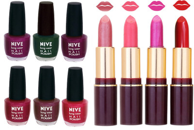 Nive NIVE 6 Vibrant Colour NAIL POLISH + 4 Rich Color QUNEX LIPSTICK COMBO(Set of 10)
Nive NIVE 6 Vibrant Colour NAIL POLISH + 4 Rich Color QUNEX LIPSTICK COMBO(Set of 10)