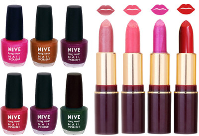 Nive NIVE 6 Vibrant Colour NAIL POLISH + 4 Rich Color QUNEX LIPSTICK COMBO(Set of 10)
Nive NIVE 6 Vibrant Colour NAIL POLISH + 4 Rich Color QUNEX LIPSTICK COMBO(Set of 10)