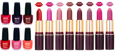 Nive NIVE 6 Vibrant Color NAIL POLISH + 8 Rich Color QUNEX LIPSTICK COMBO(Set of 14)
Nive NIVE 6 Vibrant Color NAIL POLISH + 8 Rich Color QUNEX LIPSTICK COMBO(Set of 14)