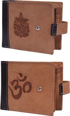 Krosshorn Men Brown Genuine Leather Wallet(14 Card Slots)