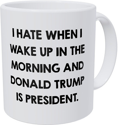 Stonic Wake_up_hot_Coffee Ceramic Mug(350 ml), White