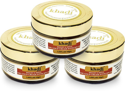 Khadi Global Bright & Shine 24K Gold Cream with SPF 50 Pack of 3 (Total 150ml) - SPF SPF 50 PA++(150 ml)
Khadi Global Bright & Shine 24K Gold Cream with SPF 50 Pack of 3 (Total 150ml) - SPF SPF 50 PA++(150 ml)