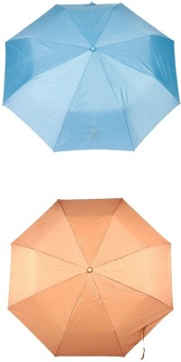 

Bizarro.in 3 Fold Set of 2 Plain Office Men::Women_107 Umbrella(Bronze, Blue)