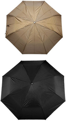 Bizarro.in 3 Fold Set of 2 Plain Office Men::Women_53 Umbrella(Black, Maroon)