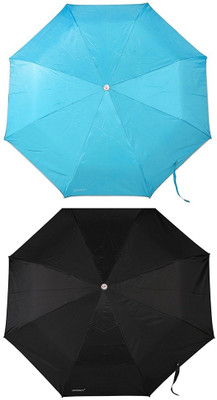 Bizarro.in 3 Fold Set of 2 Plain Office Men::Women_266 Umbrella(Black, Blue)