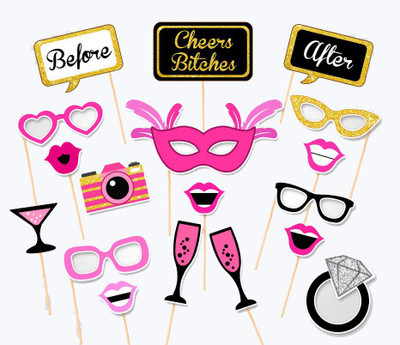 PARTY PROPZ SET OF 18 PHOTO BOOTH PROPS/ PARTY PROPS Photo Booth Board(Birthday, Party, Wedding, Bachelorette)