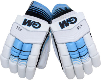GM 606 MENS Batting Gloves (Men, White, Blue, Black), Black;blue;white