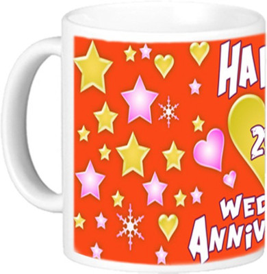 Akcesstronics Happy 27th Wedding Anniversary Plastic Mug(350 ml), White