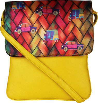 Vivinkaa Women Casual Yellow Leatherette Sling Bag