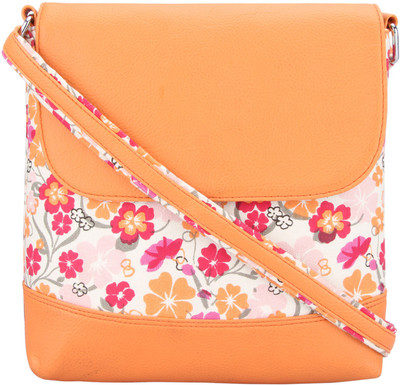 Vivinkaa Women Casual Orange Leatherette Sling Bag