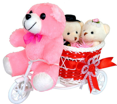 Pingaksh Crafty Collection Cute Pink Teddy With Newly Wedding Couple On Red Cycle - 16.5 cm(White)
Pingaksh Crafty Collection Cute Pink Teddy With Newly Wedding Couple On Red Cycle - 16.5 cm(White)