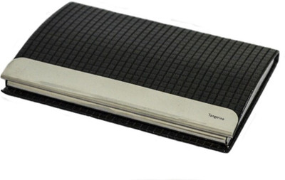 Tangerine Men Black Genuine Leather Card Holder(10 Card Slots)