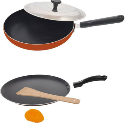 Mukti NON STICK INDUCTION BASED FRY PAN WITH GLASS LID 3 LAYER COATING & Fry Pan Cookware Set(Hard Anodised, 2 - Piece), Black
Mukti NON STICK INDUCTION BASED FRY PAN WITH GLASS LID 3 LAYER COATING & Fry Pan Cookware Set(Hard Anodised, 2 - Piece), Black