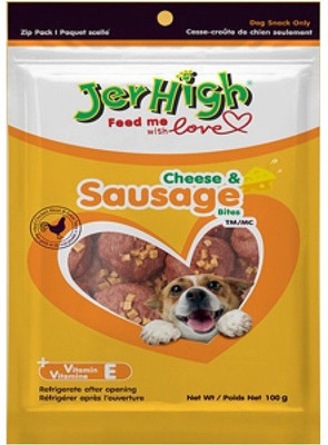 Jer High Cheese & Sausage with (Vitamin E) Cheese Dog Treat(100 g, Pack of 4)