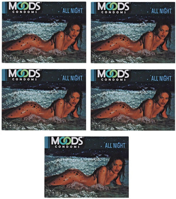 Moods All Night Pack of 5 (Concealed/Confidential Packaging) Condom(Set of 5, 50S)