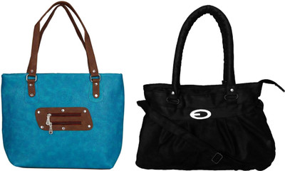 Vera Stayle Hand-held Bag(Blue, Black), Black;blue