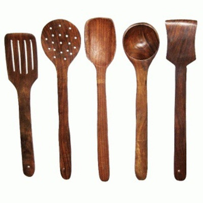 Hindustan Mart Wood Ladle(Pack of 5)