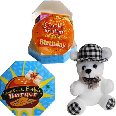 Siddhi Gifts Happy Birthday Gifts - Happy Birthday Burger Shape Greeting Card With Soft Teddy (White)
Siddhi Gifts Happy Birthday Gifts - Happy Birthday Burger Shape Greeting Card With Soft Teddy (White)