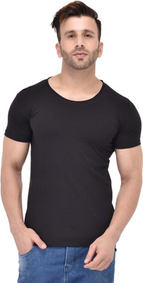 Tinted Solid Men's Turtle Neck Black T-Shirt